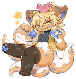ambiguous_anthro ambiguous_gender anthro biped blonde_hair blue_body blue_highlights blue_pawpads bottomless bottomless_ambiguous bottomless_anthro brown_body clothed clothed_ambiguous clothed_anthro clothing countershading crop_top gesture grin hair half-closed_eyes hand_gesture highlights_(coloring) horizontal_pupils leg_markings looking_at_viewer markings multicolored_body multicolored_hair narrowed_eyes orange_body pawpads paws plantigrade pupils shirt short_hair simple_background slim slim_ambiguous slim_anthro smile socks_(marking) solo straight_hair three-quarter_view topwear two_tone_hair white_background white_body white_countershading win-victory-love yellow_eyes ookm aquatic blue-ringed_octopus cephalopod coleoid hybrid mollusk octopodiform octopus 2025 digital_drawing_(artwork) digital_media_(artwork) shaded soft_shading