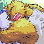 anthro black_nose brown_body brown_fur clothing eyes_closed fur kemono male pillow shirt solo topwear gamma-g morenatsu juuichi_mikazuki bear mammal 1:1 2005 archived_source digital_media_(artwork) low_res oekaki