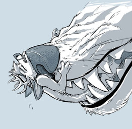anthro duo extreme_size_difference fur implied_orgasm macro macro_anthro micro mouth_play size_difference teeth vore tirrel