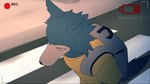 camera_view city city_background high-angle_view male solo solufurry beastars legoshi_(beastars) canid canine canis mammal wolf animated short_playtime