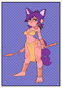 alternate_species bedroom_eyes border eyeshadow female makeup melee_weapon narrowed_eyes polearm seductive solo spear tattoo weapon white_border yunlongchen nintendo star_fox krystal_(star_fox) animal_humanoid canid canid_humanoid canine canine_humanoid fox_humanoid humanoid mammal mammal_humanoid full-length_portrait hi_res portrait