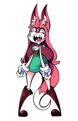 5_fingers belt bodily_fluids breasts cleavage cleavage_cutout clothed clothing crying cutout dipstick_tail dress female fingers gloves green_clothing green_dress hair handwear inner_ear_fluff light_body light_face light_skin long_hair markings open_mouth pink_ears pink_hair pink_tail sharp_teeth simple_background solo tail tail_markings tears teeth tuft white_background white_clothing white_gloves white_handwear white_inner_ear_fluff white_tail_tip qwerty_soda jane_(qwerty_soda) animal_humanoid canid canid_humanoid canine canine_humanoid fox_humanoid fox_spirit humanoid mammal mammal_humanoid 2018 digital_drawing_(artwork) digital_media_(artwork) full-length_portrait hi_res portrait