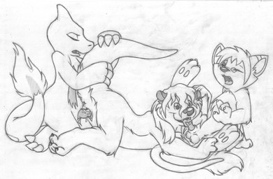 animal_genitalia animal_penis anthro anus balls barefoot butt cute_fangs erection eyes_closed eyewear fangs feet female fire flaming_tail from_behind_position genital_slit genitals glasses group group_sex kneeling knot legs_up licking looking_pleasured lying male male/female male_penetrating nude on_front one_eye_closed open_mouth oral penetration penile penis penis_lick reclining sex sheath side_view simple_background sitting tail teeth threesome tongue tongue_out trio vaginal vaginal_penetration vulva white_background young young_anthro mizzyam nintendo pokemon katie_kirster charmeleon generation_1_pokemon mammal mustelid otter pokemon_(species) scalie unknown_species absurd_res character_request graphite_(artwork) greyscale hi_res monochrome traditional_media_(artwork)