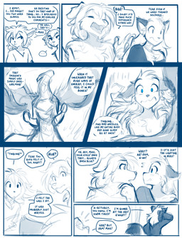 5_fingers ambiguous_gender anthro blue_eyes cape chest_tuft clothed clothed_anthro clothing dialogue dipstick_tail ellipsis exclamation_point eye_contact eyebrow_through_hair eyebrows eyes_closed female feral fingers floppy_ears hair hand_behind_head horn long_ears long_hair looking_at_another male markings open_mouth panel_skew question_mark robe scared speech_bubble tail tail_markings text topless translucent translucent_hair tuft vertical_blockage conditional_dnp tom_fischbach european_mythology mythology twokinds clovis_(twokinds) evals madelyn_adelaide mike_(twokinds) basitin canid canine canis domestic_dog dragon fox keidran mammal mythological_creature mythological_scalie scalie western_dragon 2026 adobe_photoshop_(artwork) blue_and_white comic digital_media_(artwork) english_text monochrome sketch spot_color