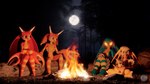 anthro big_hands biped breasts campfire camping crossed_legs detailed_background ear_fins featureless_breasts featureless_chest female fin fin_frill fin_hair forest frill_(anatomy) full_moon glowing glowing_eyes group horn huge_ears huge_hands logo male mandibles membrane_(anatomy) membranous_frill moon on_lap palm_tree plant proboscis_(anatomy) pseudo_hair shell sitting_on_lap sitting_on_log small_breasts tentacle_mouth tentacles tree mrlarions electronic_arts maxis_(ea) spore_(game) amphibriella andita prima_(mrlarions) shorty_(mrlarions) alien 16:9 3d_(artwork) artist_logo digital_media_(artwork) hi_res widescreen