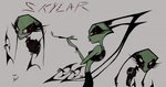 antennae_(anatomy) bra bracelet cigarette clothing eyelashes female jewelry piercing skylar_(ryn) solo underwear darkryn_(artist) invader_zim nickelodeon alien humanoid irken