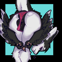 3_fingers 3_toes 4_ears animal_genitalia animal_vulva anthro anus anus_focus ass_up bent_over big_anus big_butt big_vulva biped black_anus black_background black_body black_border black_claws black_feathers black_finger_claws black_fur black_genitals black_sclera black_vulva blush border breath butt butt_focus camel_toe canine_genitalia canine_vulva canine_vulva_outline claws clothed clothing countershading embarrassed feathered_wings feathers feet female female_anthro finger_claws fingers flexible fluffy folded fur genital_focus genital_outline genitals gesture glistening glistening_butt glistening_genitalia hair half-closed_eyes hand_gesture hands_together head_turned heart_gesture huge_anus hugging_legs ineffective_clothing ineffective_underwear inviting inviting_viewer legs_together looking_at_viewer looking_back looking_back_at_viewer middle_finger monotone_genitals mostly_nude multi_ear multicolored_body multicolored_fur narrowed_eyes open_mouth panties panties_only partially_clothed pawpads paws pink_clothing pink_panties pink_pawpads pink_underwear plump_labia pose presenting presenting_anus presenting_hindquarters presenting_vulva puffy_anus purple_eyes pussy_floss raised_tail rear_view simple_background skimpy solo standing tail teeth thick_thighs tight_clothing toes topless topless_anthro tuft tufted_fur two_tone_body two_tone_fur underfluffies underwear underwear_only upside_down vulva vulva_focus vulva_outline white_body white_countershading white_feathers white_fur white_tail wide_hips winged_arms wings elenmilk praise_da_booty_(meme) fyr_(fenrir784) avali avian bird 1:1 2026 colored digital_drawing_(artwork) digital_media_(artwork) hi_res portrait shaded three-quarter_portrait maleherm_(lore)