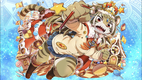 bread clothed clothing cookie female food hair kemono long_hair looking_at_viewer open_mouth school_uniform solo uniform kouchainu lifewonders tokyo_afterschool_summoners durga_(tas) 16:9 2019 hi_res widescreen