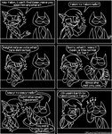 anthro artificial_intelligence dialogue electronics female greeting group hair headphones humor machine male oblivious simple_background speech_bubble text thought_bubble trio animatedjames d.e.a.n. macy talon_(animatedjames) android canid canine fox mammal robot robot_anthro unknown_species archived_source black_and_white comic english_text monochrome url