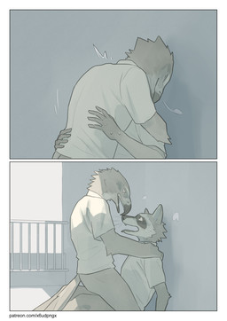 anthro anthro_on_anthro beak biped bodily_fluids bottomless bottomless_anthro bottomless_male clothed clothing duo eyes_closed feathers interspecies male male/male male_on_bottom male_on_top on_bottom on_top open_mouth shirt sweat tail tail_feathers text topwear whiskers white_clothing white_shirt white_topwear pngx accipitrid accipitriform avian bird eagle mammal procyonid raccoon 2024 absurd_res comic digital_media_(artwork) hi_res url