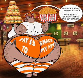 anthro big_butt butt femboy huge_butt male obese obese_anthro obese_male overweight overweight_anthro overweight_male solo text cartoonyshepherdnsfw femboy_hooters milo_(cartoonyshepherdnsfw) domestic_pig mammal suid suine sus_(pig) absurd_res english_text hi_res