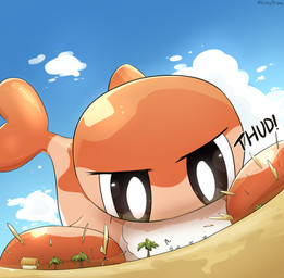 building day extreme_size_difference feral house larger_feral looking_down looking_down_at_another macro orange_body outside palm_tree plant size_difference smaller_human thud tree listrymistery nintendo pokemon ambient_human aquatic fish generation_9_pokemon human mammal pokemon_(species) tatsugiri tatsugiri_(curly_form) 2024 absurd_res hi_res signature