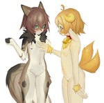 anthro bell bell_collar biped black_nose blonde_hair blush brown_ears brown_hair brown_nipples collar duo featureless_crotch femboy floppy_ears fur green_eyes hair hand_on_another's_chest horn humanoid_hands kemono light looking_up male navel neck_tuft nipples open_mouth open_smile simple_background smile standing tan_body tan_fur tuft white_background yellow_horn young rofortyseven rory_(foulsbane) bovid canid canine canis caprine domestic_dog goat mammal 2020 digital_media_(artwork) hi_res lighting portrait shaded three-quarter_portrait