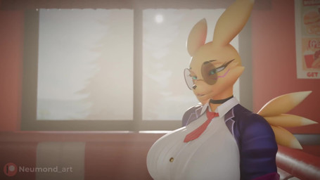 accessory anthro big_breasts breasts cafe clothed clothing dialogue diner eyewear female glasses looking_at_viewer necktie plant restaurant shirt solo tongue topwear tree wearing_glasses window neumond_art mayosplash_(modeler) bandai_namco chainsaw_man digimon digi_(yourdigimongirl) digimon_(species) renamon 16:9 3d_(artwork) 3d_animation animated digital_media_(artwork) hi_res short_playtime sound video widescreen