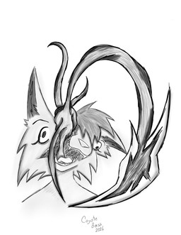 anthro female fur hair simple_background solo teeth tentacles tuft coyotebass capcom resident_evil xanny_(coyotebass) bow_experiment_(resident_evil) canid canine canis coyote las_plagas_host_(resident_evil) las_plagas_parasite_(resident_evil) mammal monster undead absurd_res digital_media_(artwork) hi_res monochrome