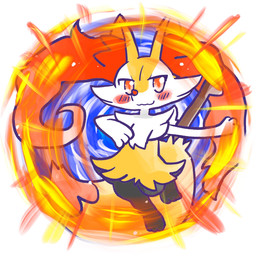 ambiguous_anthro ambiguous_gender anthro biped blush blush_stickers circle closed_smile digitigrade dipstick_tail elemental_manipulation fire fire_manipulation front_view looking_at_viewer markings mouth_closed object_in_tail simple_background smile snout solo stick stick_in_tail tail tail_markings wavy_mouth annyui0611 nintendo pokemon braixen canid generation_6_pokemon mammal pokemon_(species) 1:1 2024 digital_drawing_(artwork) digital_media_(artwork) full-length_portrait hi_res japanese_description portrait translated_description