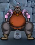 anthro belly butt clothed clothing container crouching duo jar male male/male medieval_clothing micro obese obese_anthro obese_male overweight overweight_anthro overweight_male partially_clothed thick_thighs sunflower_fox disney robin_hood_(disney) sexton_mouse sheriff_of_nottingham canid canine canis mammal murid murine rat rodent wolf hi_res