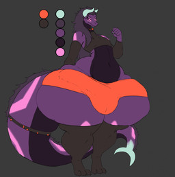 anthro dark_purple_underbelly femboy huge_thighs hyper hyper_thighs male purple_body solo thick_thighs fyrlogi mythology dragon mythological_creature mythological_scalie scalie hi_res model_sheet