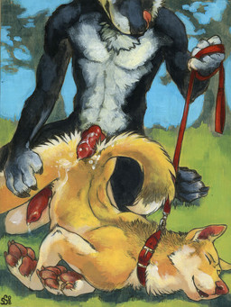 after_sex anal anal_penetration animal_genitalia animal_penis anthro bodily_fluids canine_genitalia canine_penis chest_tuft collar cum dominant dominant_male duo erection fur genital_fluids genitals grass holding_leash holding_object interspecies knot leash leash_pull male male/male male_penetrated male_penetrating male_penetrating_male messy nude outside park penetration penis plant precum public sex submissive submissive_male tail tongue tongue_out tree tuft ssirrus canid canine canis domestic_dog mammal wolf 3:4