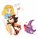 anthro black_body black_fur blonde_hair blue_eyes blush clothing dress female fur group hair heart_symbol male question_mark scared simple_background white_background yellow_sclera missyuna sega shadow_the_hedgehog_(video_game) sonic_the_hedgehog_(series) black_doom doom's_eye maria_robotnik shadow_the_hedgehog alien black_arms_(sonic) eulipotyphlan hedgehog human mammal 1:1