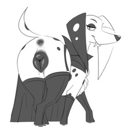 anatomically_correct anatomically_correct_genitalia anatomically_correct_vulva animal_genitalia animal_vulva anus black_clothing black_ears black_footwear black_nose black_socks black_spots canine_genitalia canine_vulva clothing fangs female feral floppy_ears footwear fur genitals heterochromatic_ears snake_eyes socks solo spots teeth vampire_costume vulva white_body white_fur white_spots halbean 101_dalmatian_street 101_dalmatians disney delilah_(101_dalmatians) canid canine canis dalmatian domestic_dog mammal absurd_res hi_res monochrome