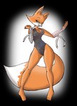 3_toes alternate_costume anthro bandaged_arms big_tail biting_bandage black_background black_clothing black_swimwear breasts cleavage clothed clothing feet female green_eyes humanoid_feet inner_ear_fluff one-piece_swimsuit orange_body plantigrade simple_background solo swimwear tail toes tuft yagorocha brutal_paws_of_fury foxy_roxy canid canine fox mammal 2017 hi_res tagme