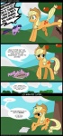 2011 apple applejack_(mlp) blonde_hair book clothing comic cowboy_hat cutie_mark dialogue duo earth_pony english_text equid equine female feral food freckles friendship_is_magic fruit fur green_eyes hair hasbro hat headgear headwear hi_res horn horse mammal multicolored_hair musapan my_little_pony mythological_creature mythological_equine mythology outside plant pony purple_body purple_eyes purple_fur purple_hair quadruped tail text tree twilight_sparkle_(mlp) two_tone_hair unicorn wood