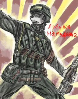 bulletproof_vest clothing explosives grenade gun male military_uniform ranged_weapon uniform weapon artist_tonzi canid canine canis mammal wolf hi_res
