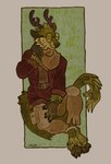 ambiguous_gender anklet antlers clothing countershade_face countershading eyewear fur glasses green_body green_fur horn jewelry long_tail poncho purple_antlers round_glasses scarf simple_background sitting solo tail tail_tuft tan_body tan_countershading tan_fur tuft yellow_eyes jagal mossweaver deer furred_kobold furred_scalie hybrid kobold mammal scalie absurd_res hi_res