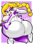 anthro anus big_breasts big_butt bodysuit breast_squish breasts butt butt_focus clothed clothing female skinsuit smug solo squish text thick_thighs tight_clothing wide_hips blazedscarf mario_bros mario_kart nintendo super_mario_odyssey broodal hariet_(mario) lagomorph leporid mammal rabbit hi_res