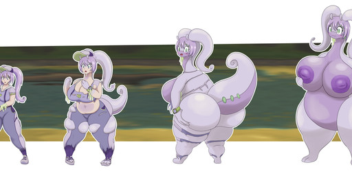 antennae_(anatomy) antennae_growth anthro areola belly big_breasts big_butt body_size_growth breast_expansion breasts butt butt_expansion clock clothing expansion eye_color_transformation female female_anthro green_eyes growth hair hip_expansion huge_breasts huge_butt huge_thighs nipples pokemon_transformation purple_areola purple_body purple_eyes purple_hair purple_nipples size_transformation skindentation slime solo species_transformation tail tail_growth thick_tail thick_thighs thigh_expansion torn_clothing transformation transformation_sequence wardrobe_malfunction watch weight_gain wide_hips wristwatch thatfreakgivz nintendo pokemon pokemon_trainer generation_6_pokemon goo_creature goodra human mammal pokemon_(species) absurd_res hi_res sequence