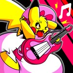 anthro baby_bonnet big_diaper bonnet clothing diaper electricity_symbol guitar guitar_pick headgear headwear holding_guitar holding_musical_instrument holding_object huge_diaper male musical_instrument musical_symbol one_eye_closed plucked_string_instrument solo string_instrument symbol tongue tongue_out white_eyes sir-dancalot nintendo pokemon generation_1_pokemon pikachu pokemon_(species) 1:1 2019 digital_media_(artwork) hi_res