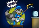 anthro baby caught clean_diaper clothed clothing cookie diaper food male offscreen_character scared solo wearing_diaper young young_anthro rexam-1 sly_cooper_(series) sony_corporation sony_interactive_entertainment sucker_punch_productions sly_cooper mammal procyonid raccoon