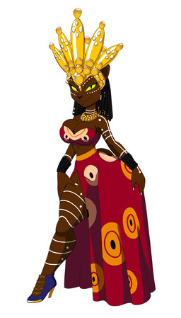 accessory anthro arm_markings beads big_breasts blue_clothing blue_footwear blue_high_heels blue_shoes bodypaint bottomwear bra bracelet breasts brown_body cleavage clothed clothed_anthro clothed_female clothing crown dreadlocks eye_markings facial_markings facial_paint female female_anthro footwear forehead_markings furgonomics gold_shoes green_sclera hair hair_accessory hair_beads head_markings headgear high_heels jewelry leg_markings looking_at_viewer markings midriff neck_markings necklace pattern_clothing red_bottomwear red_bra red_clothing red_skirt red_underwear shoes simple_background skirt slit_dress solo strapless_bra strapless_clothing strapless_underwear tail tail_through_skirt tribal tribal_markings underwear white_background white_markings wide_hips tansau domestic_cat felid feline felis mammal 2021 absurd_res digital_media_(artwork) hi_res