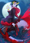 5_fingers anthro black_hair clothed clothing cosplay eyebrows eyelashes female fingers hair moon night open_mouth outside sky smile teeth tongue kammi-lu rooster_teeth rwby deadgirl_neon_rosado ruby_rose canid canine fox mammal 2022 digital_media_(artwork)