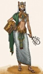 afnet_(clothing) black_hair breasts caligae clothed clothing decorative_scarab egyptian egyptian_clothing egyptian_headdress female footwear for_a_head fur gold_(metal) gold_jewelry hair hand_on_hip headdress headgear headwear heart_scarab holding_object jewelry looking_at_viewer midriff musical_instrument necklace roman_clothing sandals shield shoes sistrum skimpy small_breasts smile smirk solo striped_body striped_fur striped_skin stripes uraeus usekh waist_accessory yellow_eyes unknown_artist egyptian_mythology middle_eastern_mythology mythology pathfinder bast animal_head animal_humanoid cat_humanoid deity felid felid_humanoid feline feline_humanoid humanoid mammal mammal_humanoid official_art