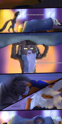 anthro duo female genitals licking pokemorph sleeping text tongue unbirthing vaginal vore vulva vextrix nintendo pokemon arc_vap backis arcanine domestic_cat eeveelution felid feline felis generation_1_pokemon hybrid mammal pokemon_(species) vaporeon absurd_res comic english_text hi_res