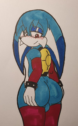 anthro backpack balls big_butt butt butt_grab clothing eyeshadow femboy floppy_ears flustered genitals half-closed_eyes hand_on_butt legwear looking_at_own_butt looking_back makeup male narrowed_eyes sleeves smile solo stockings thick_thighs justsomeidiotonline idw_publishing sega sonic_the_hedgehog_(comics) sonic_the_hedgehog_(idw) sonic_the_hedgehog_(series) kitsunami_the_fennec canid canine canis domestic_dog fennec_fox fox hybrid mammal true_fox absurd_res hi_res story story_in_description