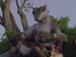 animal_genitalia anthro aroused balls big_breasts big_penis black_body blue_eyes breasts carrying_another claws duo erection female feral genitals grass green_body holding_another jewelry larger_female looking_at_another looking_at_genitalia looking_at_penis male nipples nude obscured_genitals on_lap outside penis plant seductive sheath sitting_on_lap size_difference smaller_male smile smiling_at_another standing stroking_penis surprised_expression tail teeth throbbing throbbing_balls throbbing_penis touching_chest touching_penis tree flailingfornication vulgarvictor_(modeler) cthulhu_mythos h._p._lovecraft kroxigor_(vulgarvictor) crocodilian hound_of_tindalos reptile scalie 3d_(artwork) 3d_animation 4:3 animated digital_media_(artwork) hi_res no_sound short_playtime