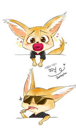 anthro clothed clothing fur male object_in_mouth pacifier pacifier_in_mouth simple_background solo white_background yusarang disney zootopia finnick_(zootopia) canid canine fennec_fox fox mammal true_fox 2019 hi_res