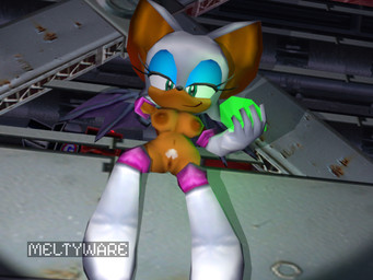 anthro blue_eyeshadow boots breasts chaos_emerald clothing eyeshadow female footwear fur gem genitals green_eyes hand_behund_head makeup nipples nude on_model pubes shoes smile vulva white_body white_fur wings meltyware sega sonic_the_hedgehog_(series) rouge_the_bat bat mammal 3d_(artwork) digital_media_(artwork)