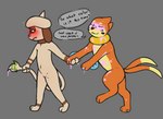 anthro blush bodypaint duo embarrassed female feral hand_holding male male/female paint mr.smile nintendo pokemon kai_(mr.smile) mimi_(mr.smile) buizel generation_2_pokemon generation_4_pokemon pokemon_(species) smeargle hi_res