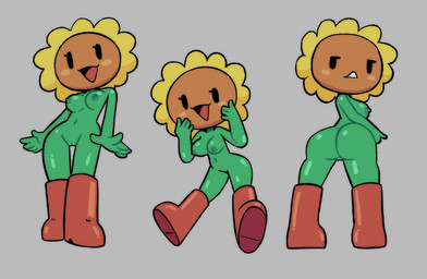 biped black_eyes boots boots_only breasts butt clothing female female_humanoid flower footwear footwear_only genitals green_body green_nipples grey_background humanoid_genitalia humanoid_vulva innie_vulva mostly_nude navel nipples not_furry open_mouth plant plantigrade shoes simple_background smile solo sunflower vulva yopy electronic_arts plants_vs._zombies popcap_games elemental_creature elemental_humanoid flora_fauna flower_creature humanoid plant_humanoid sunflower_(pvz) 2025 digital_media_(artwork) hi_res