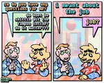 2_panel_comic 4_fingers abstract_background aloha_shirt anthro blonde_hair brown_body brown_fur clothing dialogue duo eyewear fingers fur glasses green_eyewear green_glasses hair male necktie pattern_clothing pattern_shirt pattern_topwear pink_body pink_fur profanity round_glasses shirt suit text topwear rawdawgcomics rawdawgcomics_(series) stahli_(rawdawgcomics) canid canine canis domestic_dog mammal 2025 5:4 artist_name comic digital_media_(artwork) english_text
