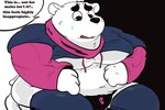 anthro belly bulge clothing embarrassed eyebrows fur hoodie legwear male moobs navel overweight solo stockings text thick_eyebrows thong topwear underwear white_body white_fur rinhatsuyuki meme_clothing paggi_outfit bear mammal polar_bear ursine 2024 3:2 english_text hi_res meme