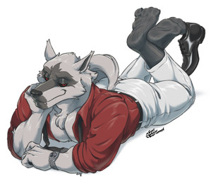 anthro biped black_sclera clock clothed clothed_anthro clothed_male clothing death fur grey_body grey_fur male red_eyes ring simple_background solo tail watch white_background wristwatch catclawcaramel dreamworks puss_in_boots_(franchise) death_(puss_in_boots) canid canine canis mammal wolf 2026 hi_res signature