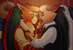 ambient_lighting anthro bodily_fluids claws closet clothing coming_out concern crying cupping_chin duo eyes_closed gentleman imminent_kiss in_the_closet love male male/male tears apfello58 lackadaisy dorian_zibowski sedgewick_sable felid feline mammal hi_res