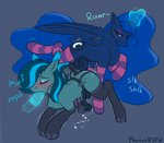 abdominal_bulge anal anal_orgasm anal_penetration animal_genitalia animal_penis armwear blue_background blue_body blue_feathers blue_fur blue_mane blue_tail blue_wings blush bodily_fluids chest_tuft clothing cum cum_on_ground cum_while_penetrated cutie_mark darkened_genitalia dildo_fellatio dildo_in_mouth duo ejaculation elbow_gloves equine_genitalia equine_penis erection ethereal_hair ethereal_mane eyelashes eyes_closed eyeshadow feathered_wings feathers fellatio feral feral_on_feral feral_penetrated feral_penetrating feral_penetrating_feral flared_penis footwear fur genital_fluids genitals gloves glowing glowing_horn green_body green_fur group group_sex gynomorph gynomorph/male gynomorph_penetrating gynomorph_penetrating_male half-closed_eyes half-erect hands-free handwear horn intersex intersex/male intersex_penetrating intersex_penetrating_male legwear magic_dildo makeup male male_penetrated mane medial_ring moan narrowed_eyes oral oral_penetration orgasm pattern_clothing pattern_footwear pattern_legwear pattern_socks penetration penile penile_penetration penis penis_in_ass pseudo_hair pseudo_mane quadruped seductive sex sex_toy sex_toy_in_mouth sex_toy_insertion simple_background smile socks spitroast striped_clothing striped_footwear striped_legwear striped_socks stripes tail tail_wraps teal_eyes text thigh_highs tuft wings wraps phenyanyanya friendship_is_magic hasbro my_little_pony mythology fan_character princess_luna_(mlp) rosy_firefly equid equine horse mammal mythological_creature mythological_equine pony winged_unicorn 2020 absurd_res english_text hi_res signature