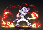 angry anthro clothing female fire footwear fur purple_body purple_fur solo teeth yellow_eyes gerovort sega sonic_the_hedgehog_(series) blaze_the_cat felid feline mammal 2022 hi_res signature