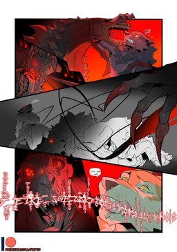 anthro attack bone brown_eyes claws clenched_teeth defeated dialogue fangs fur grey_body grey_fur group horror_(theme) long_tongue male open_mouth patreon_logo red_background red_eyes red_glow scared sharp_teeth simple_background skull skull_head speech_bubble tan_body teeth text tongue tongue_out trio unintelligible yellow_sclera patto mythology patreon luca_(patto) nio_(patto) canid canine canis mammal mythological_canine mythological_creature unknown_species werecanid werecanine werecreature werewolf wolf comic english_text hi_res multiple_scenes url